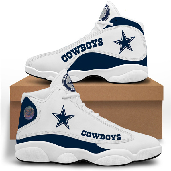 Men's Dallas Cowboys AJ13 Series High Top Leather Sneakers 001